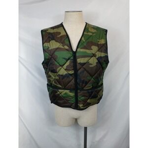 Vintage Woodland Camo Quilted Vest Mens L Puffer Liner 90s Y2K Outdoor Northwest